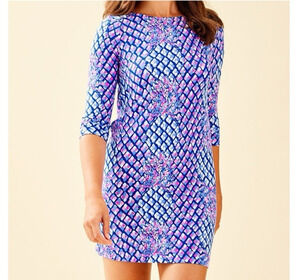 Lilly Pulitzer Sophie Mini Dress Medium Pineapple Print UPF 50+ Boat Neck Beach